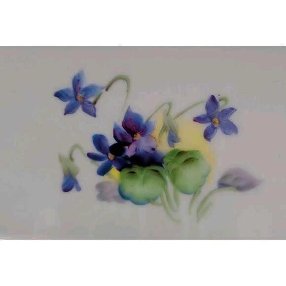 Antique Porcelain Vanity Tray Violet Hand Painted Japan Handled Gold - Picture 2 of 6